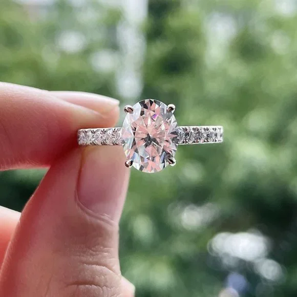 Certified 2.48ct. t.w. Moissanite Diamond Oval Engagement Ring NEW - Picture 6 of 16